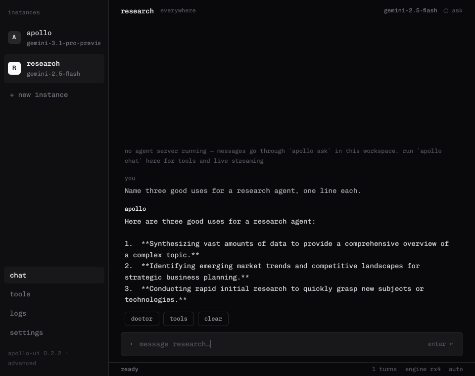 Advanced mode with a list of instances beside the conversation