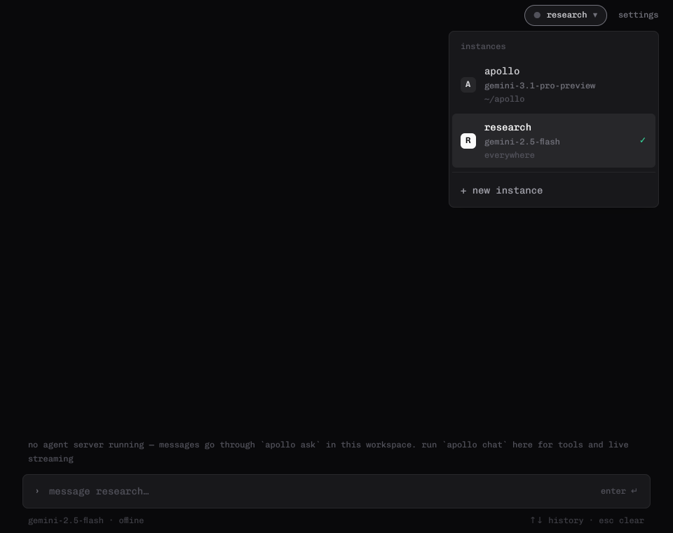 Switching between two named instances, Apollo and Research